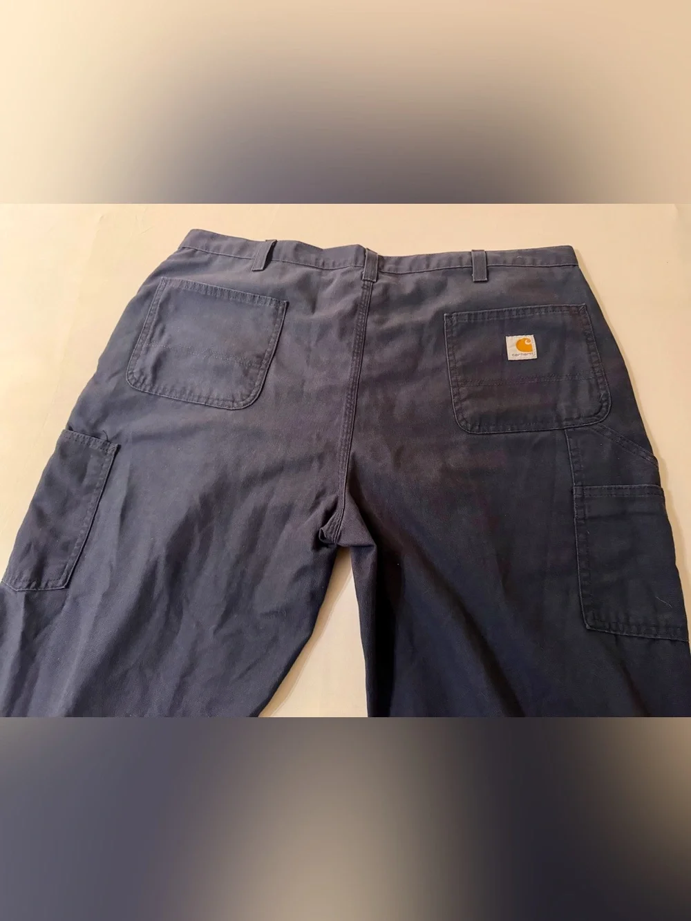 Carhartt Men's Work Pants Blue Size 42x32 Relaxed Fit RN#51374 Dungarees